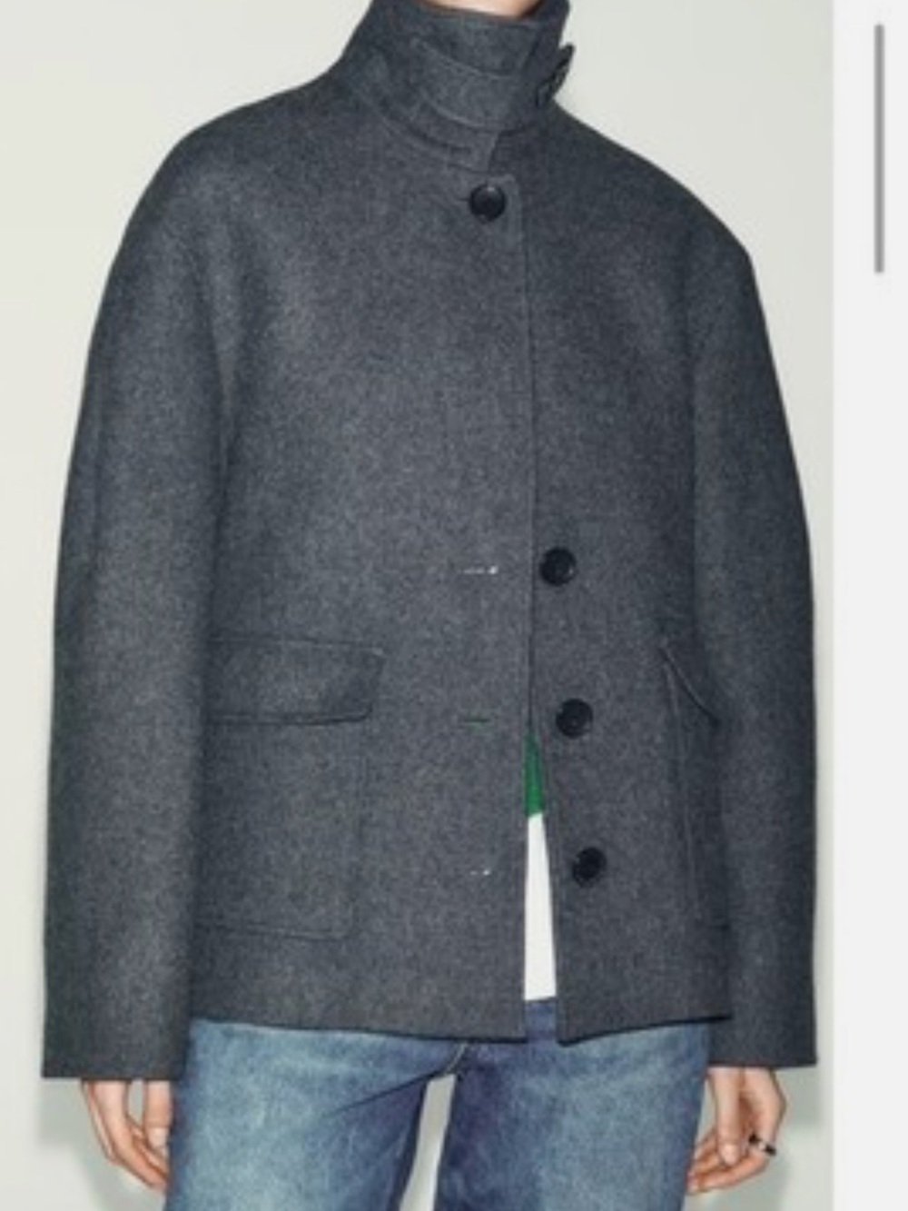 Zara Women's Charcoal Gray Pea Coat
